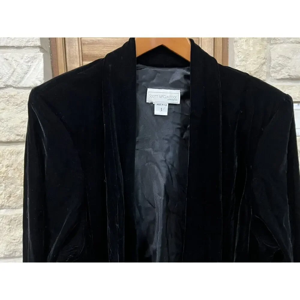 Scott McClintock Separates Women’s Open Front Black Velvet Jacket Lined VTG SM - Picture 2 of 5